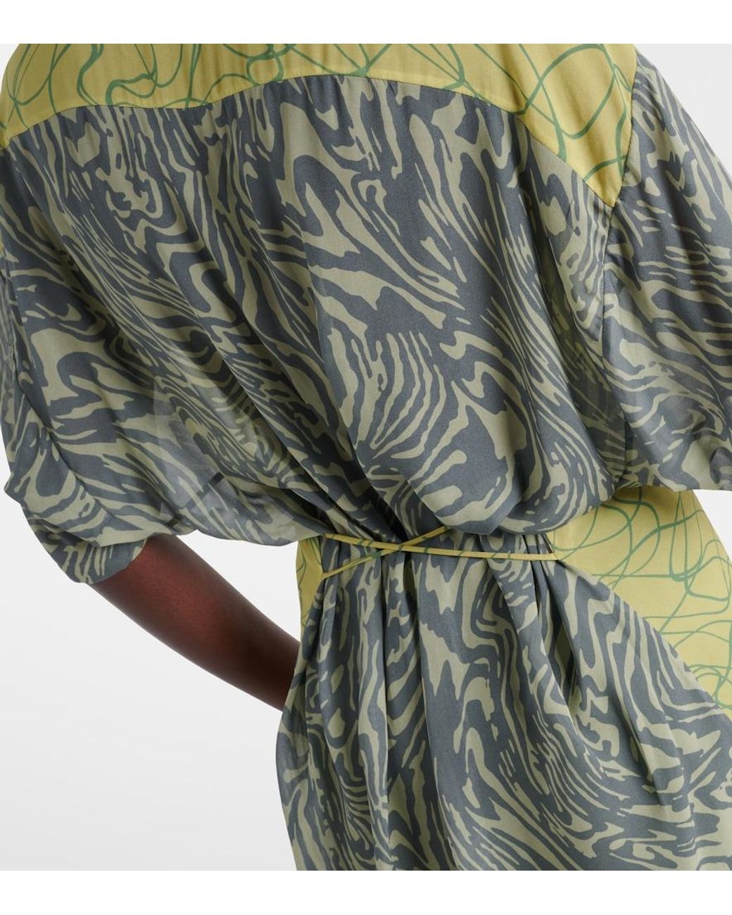 Dries Van Noten Green Printed Georgette Minidress