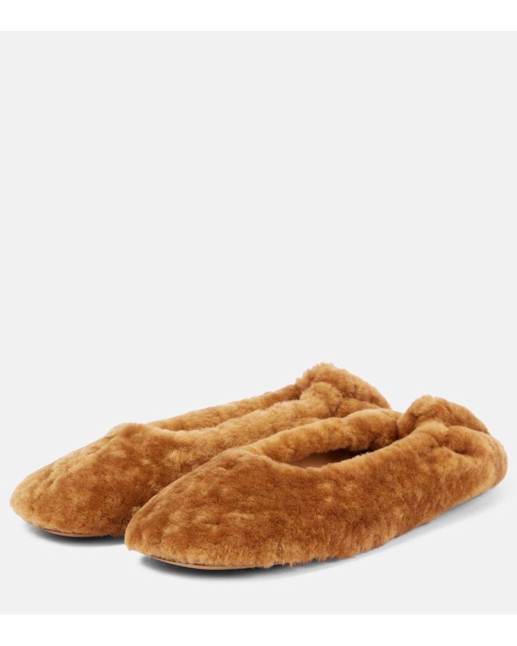 Dries Van Noten Brown Shearling Ballet Flats
