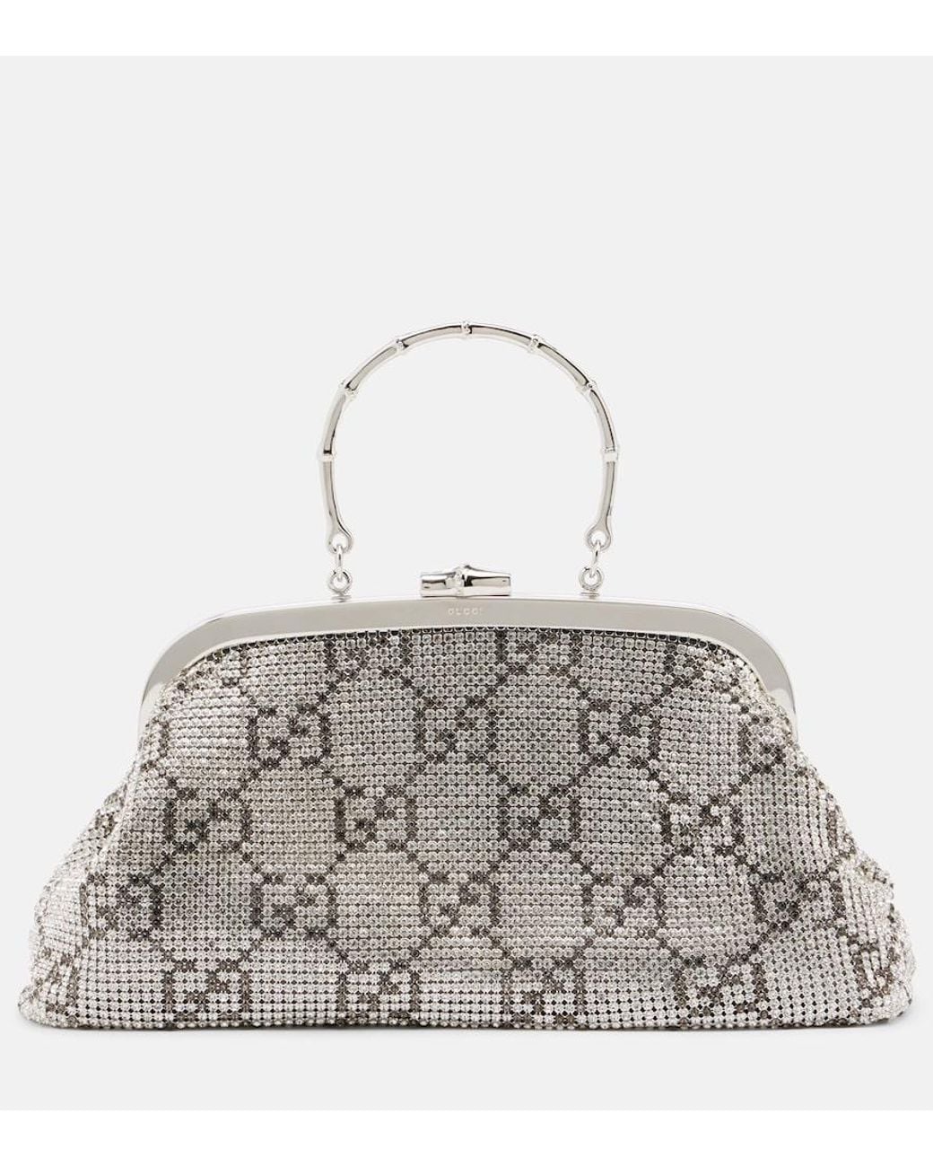 Gucci Metallic Gg Medium Crystal-Embellished Clutch