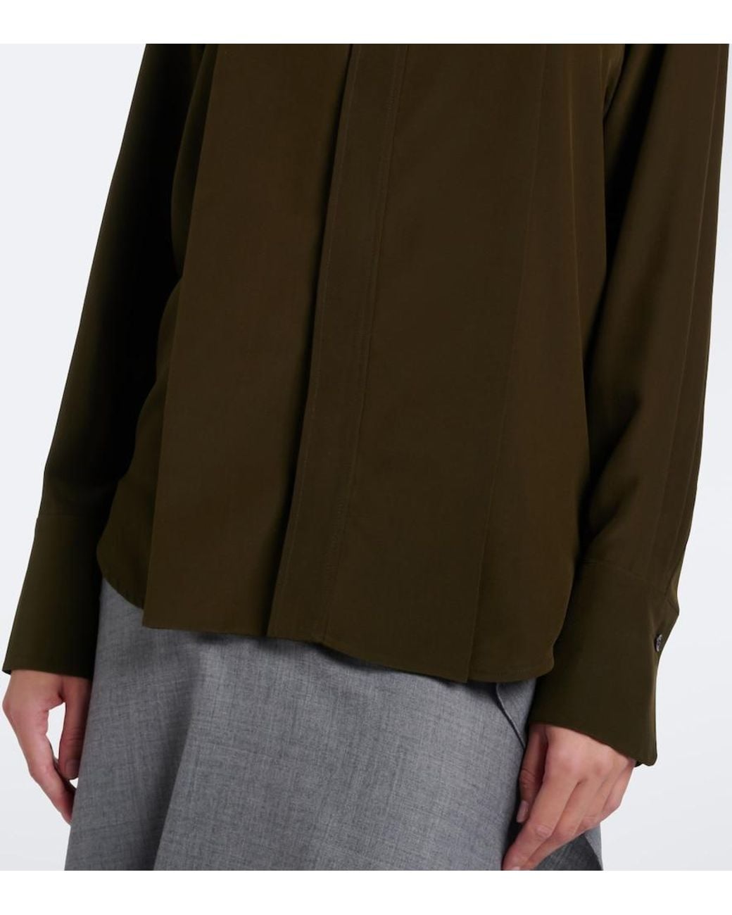 Victoria Beckham Green Cutout Silk Crepe De Chine Blouse