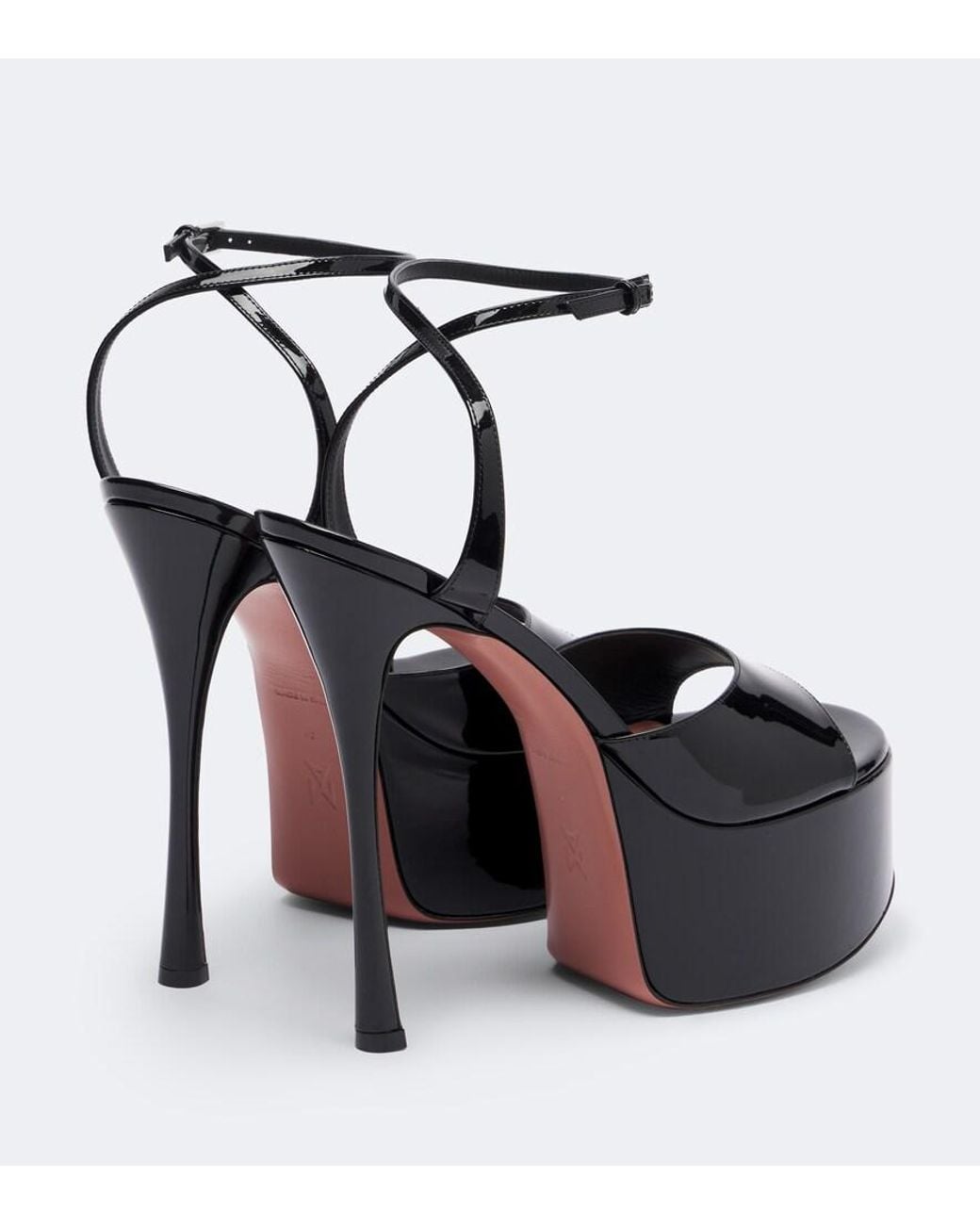 AMINA MUADDI Black Aya Patent Leather Platform Sandals
