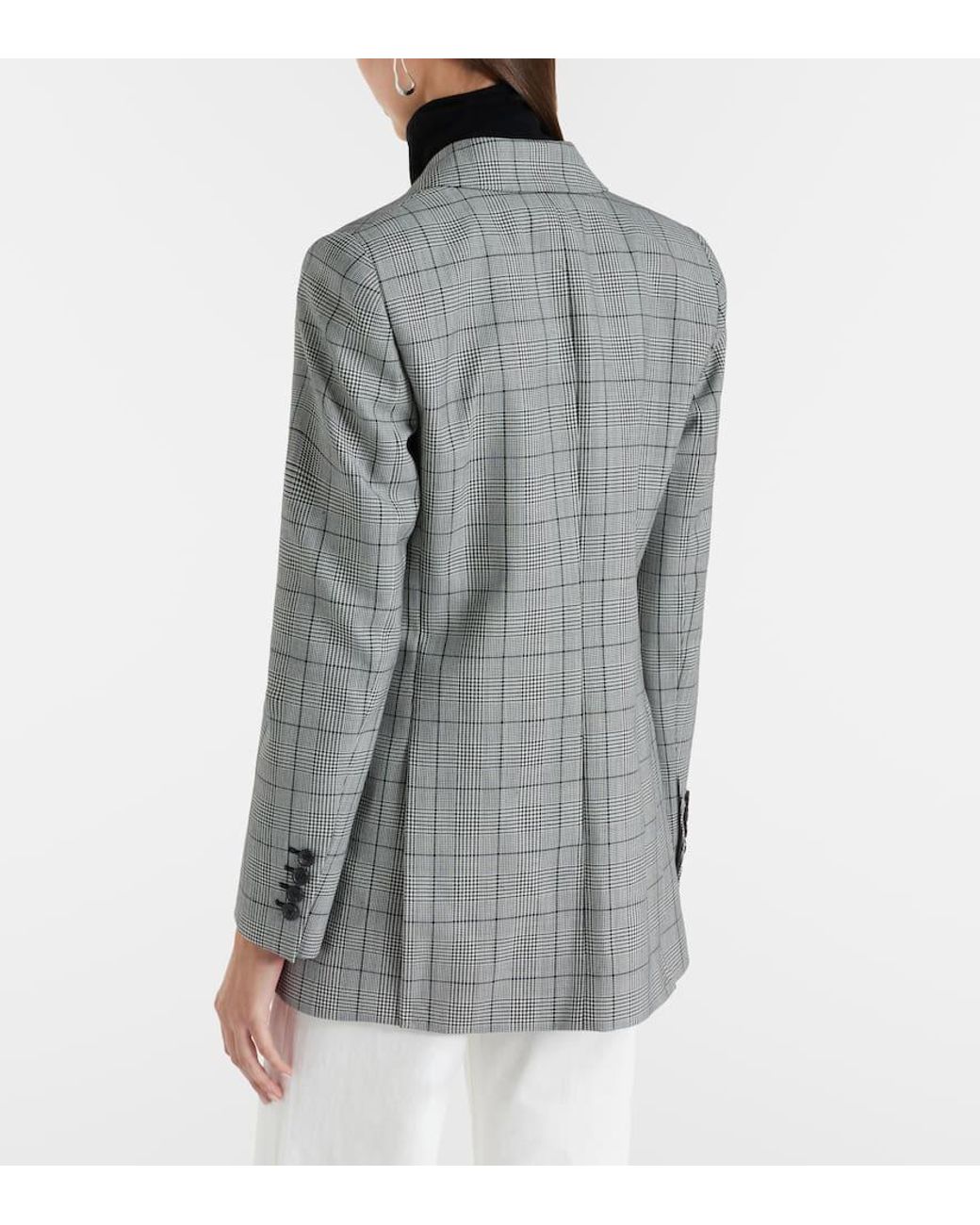 Nili Lotan Gray Weston Plaid Virgin Wool Blazer