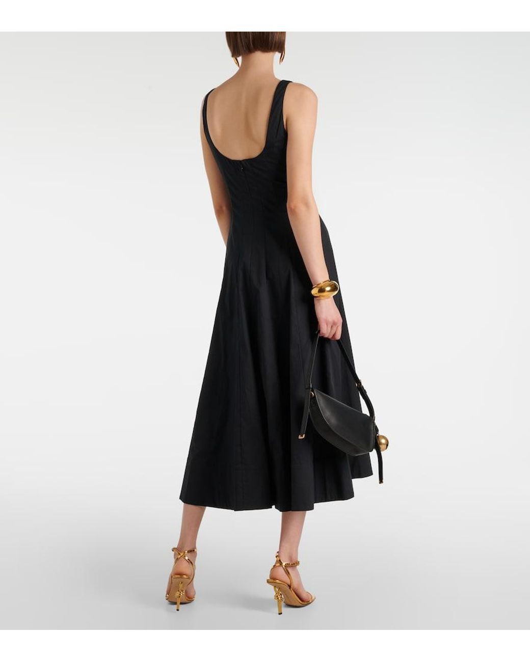 Staud Blue Wells Cotton Poplin Midi Dress