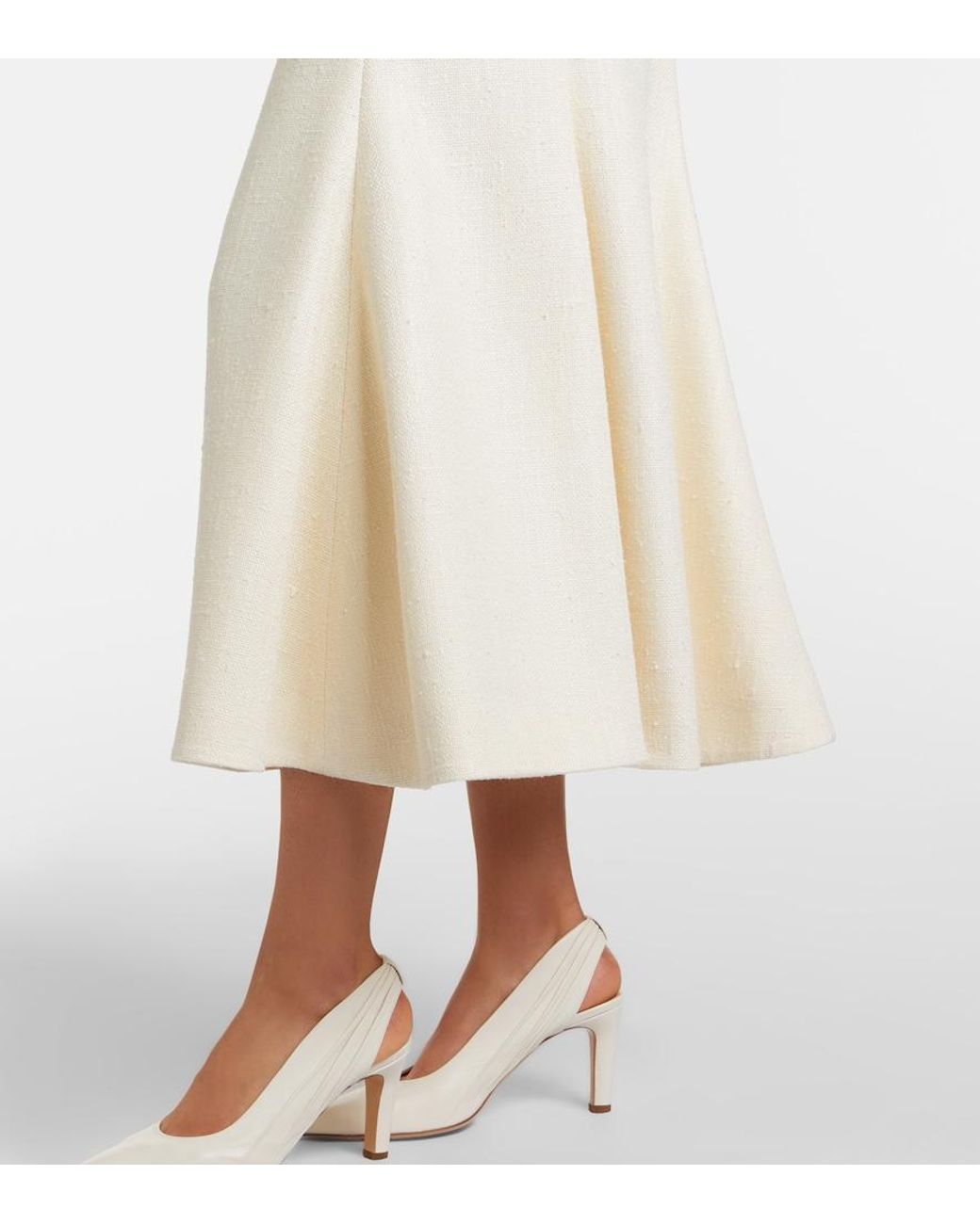 Gabriela Hearst White Patterson Silk And Wool Midi Skirt