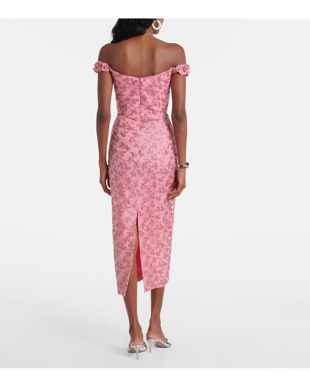 Markarian Pink Amina Sequined Midi Dress