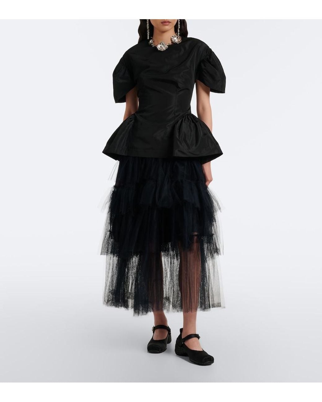 Simone Rocha Black Peplum Top
