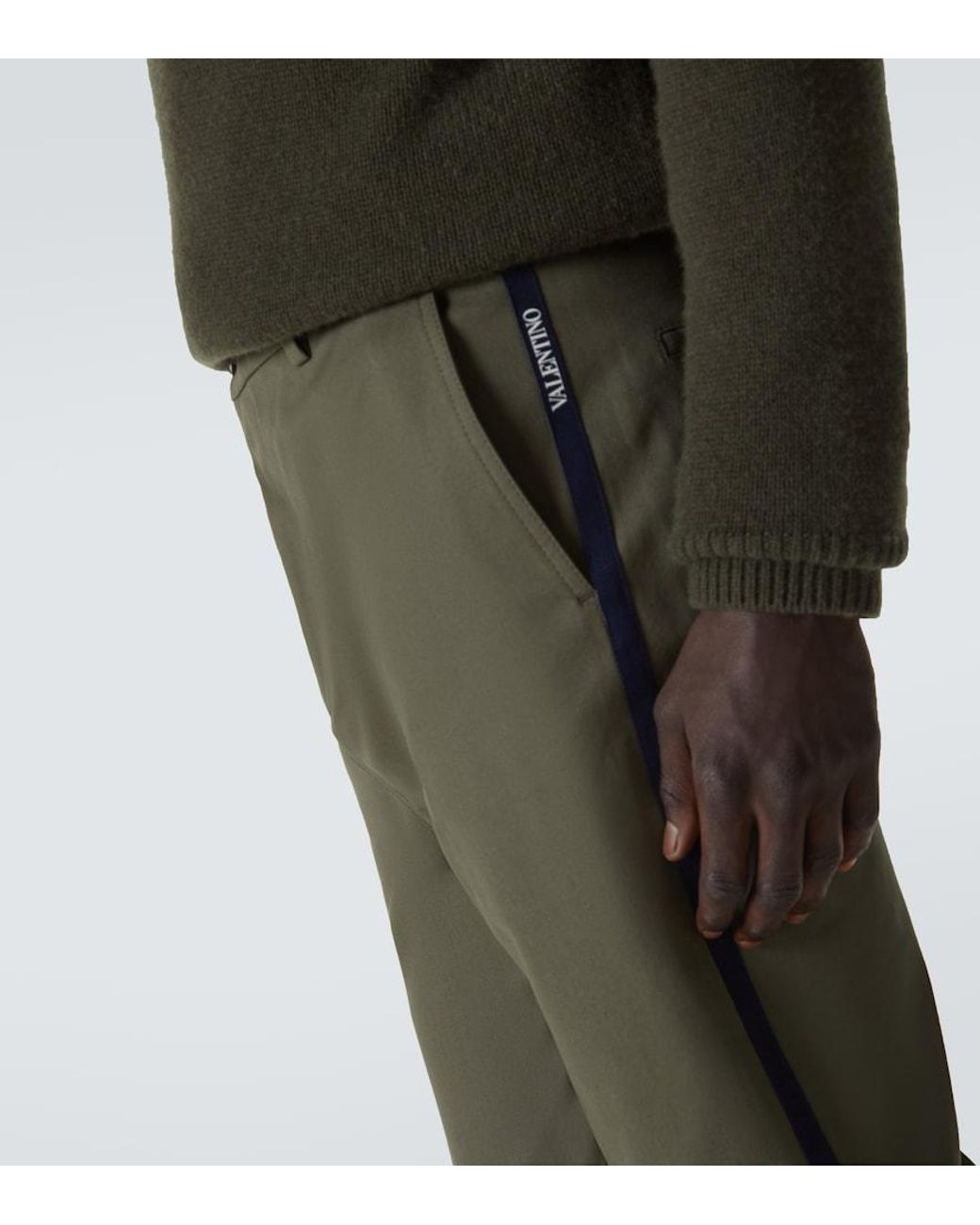 Valentino Garavani Green Cotton Straight Pants for men