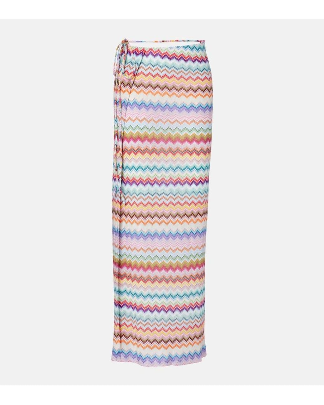 Missoni White Zigzag Lame Wrap Skirt