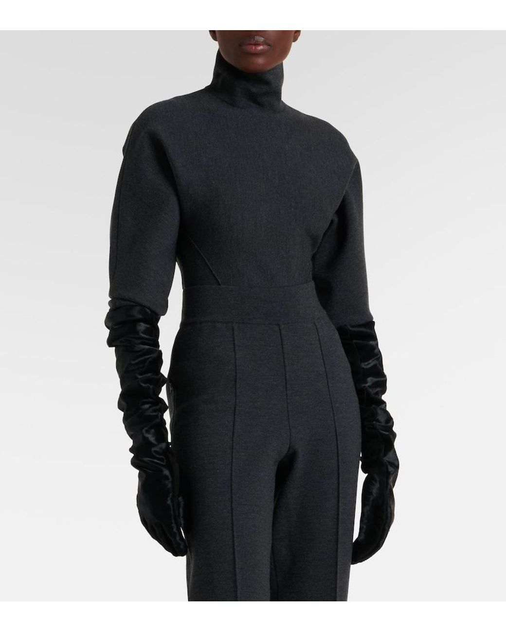 Alaïa Black Wool-Blend Turtleneck Sweater
