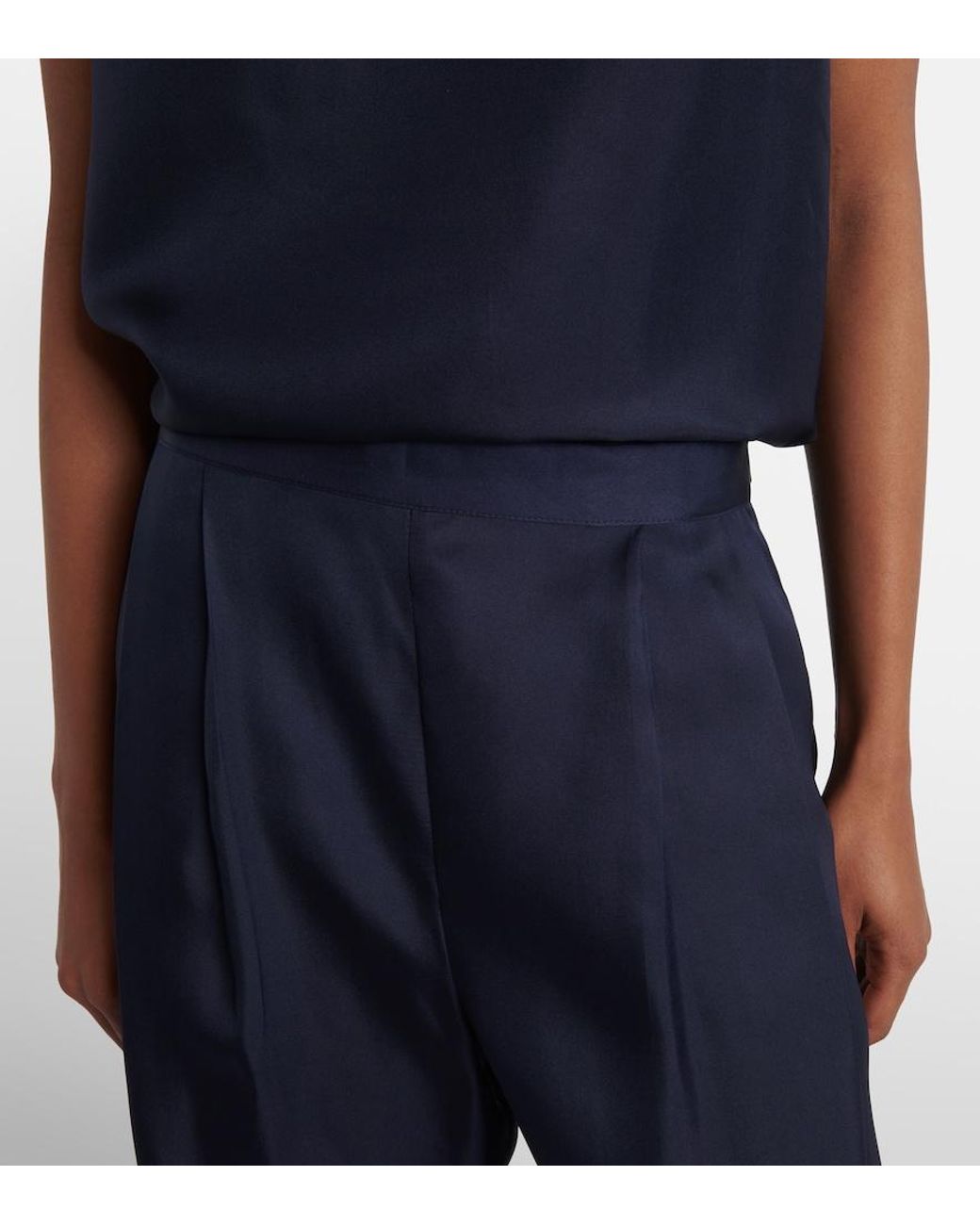 Asceno Blue Isola Silk Wide-Leg Pants