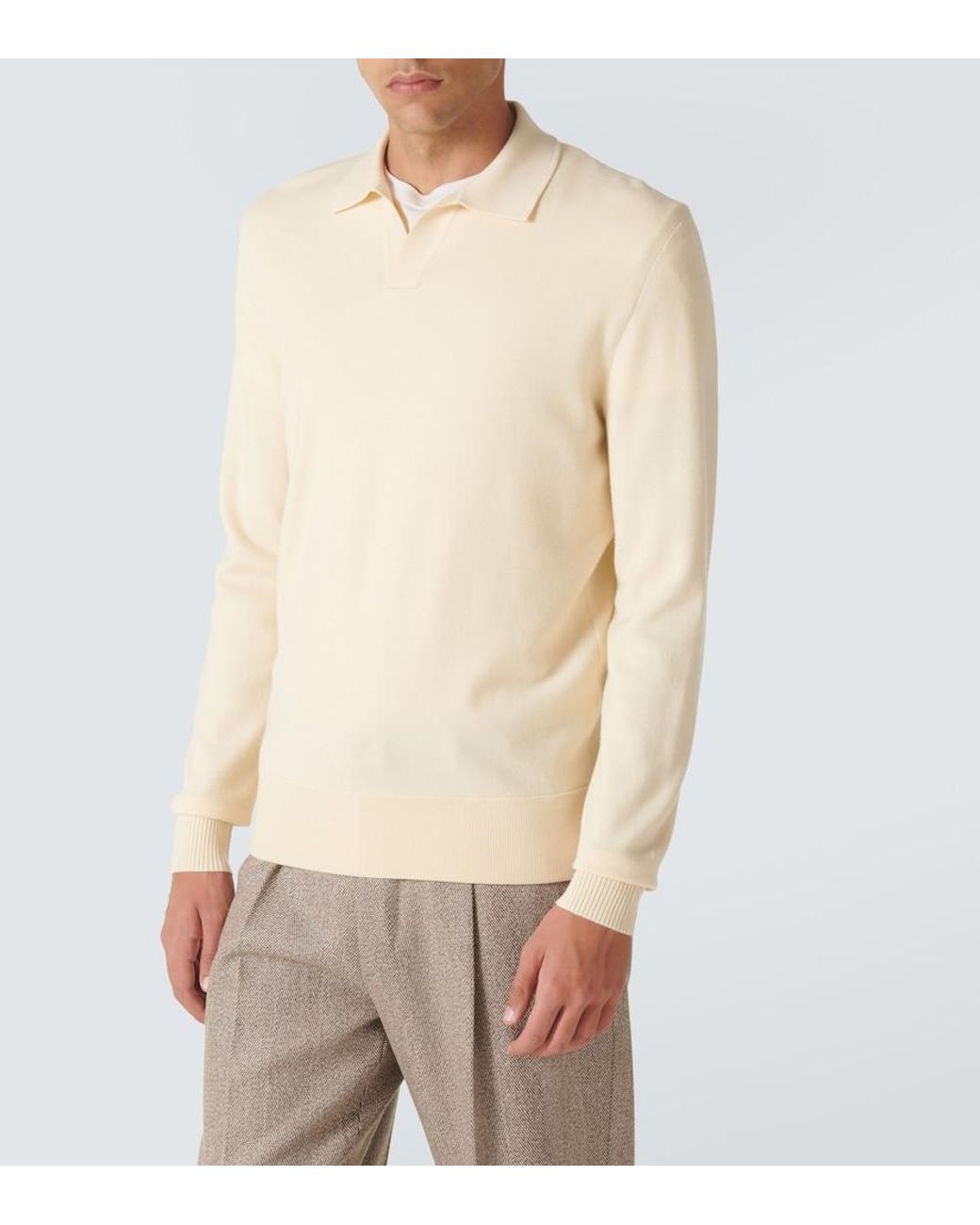 Loro Piana Natural Wool Polo Sweater for men