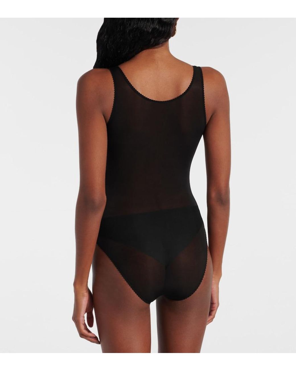 Magda Butrym Gray Semi-Sheer Scalloped Bodysuit