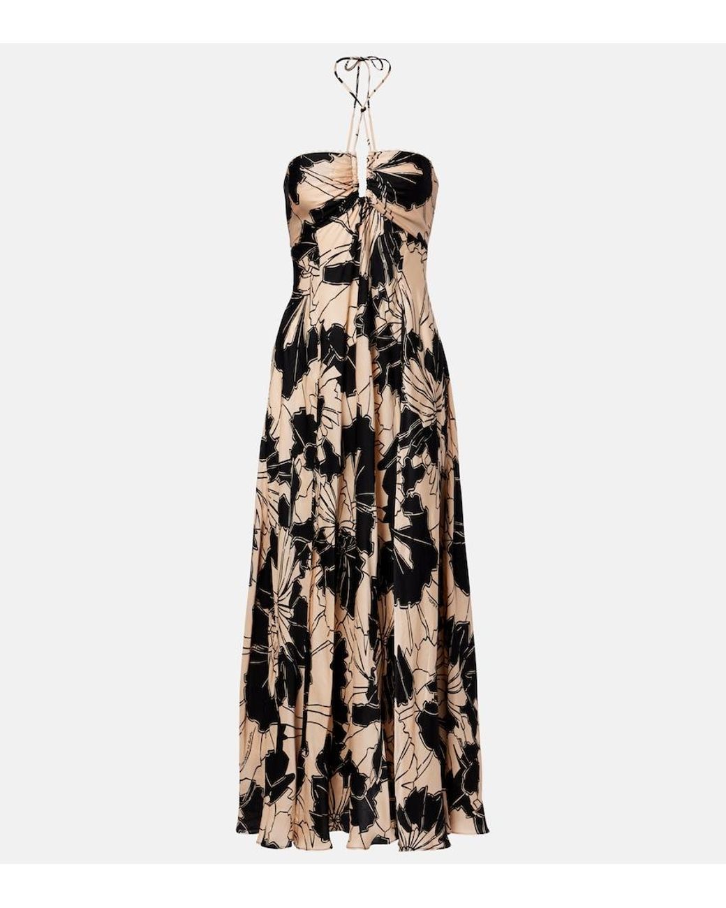 Poupette White Carla Floral Halterneck Maxi Dress