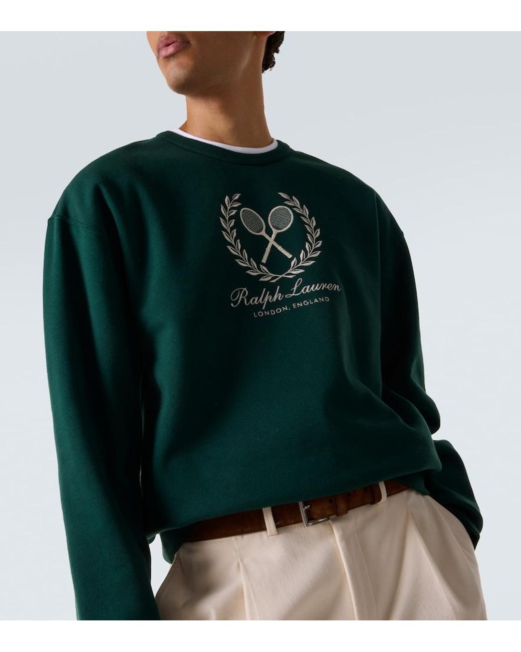 Ralph Lauren Green Logo Cotton And Cashmere Sweatshirt for men