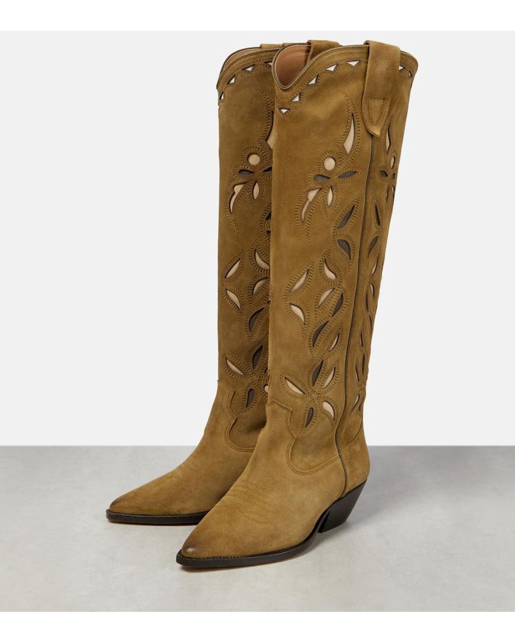 Isabel Marant Brown Denvee Suede Knee-High Cowboy Boots