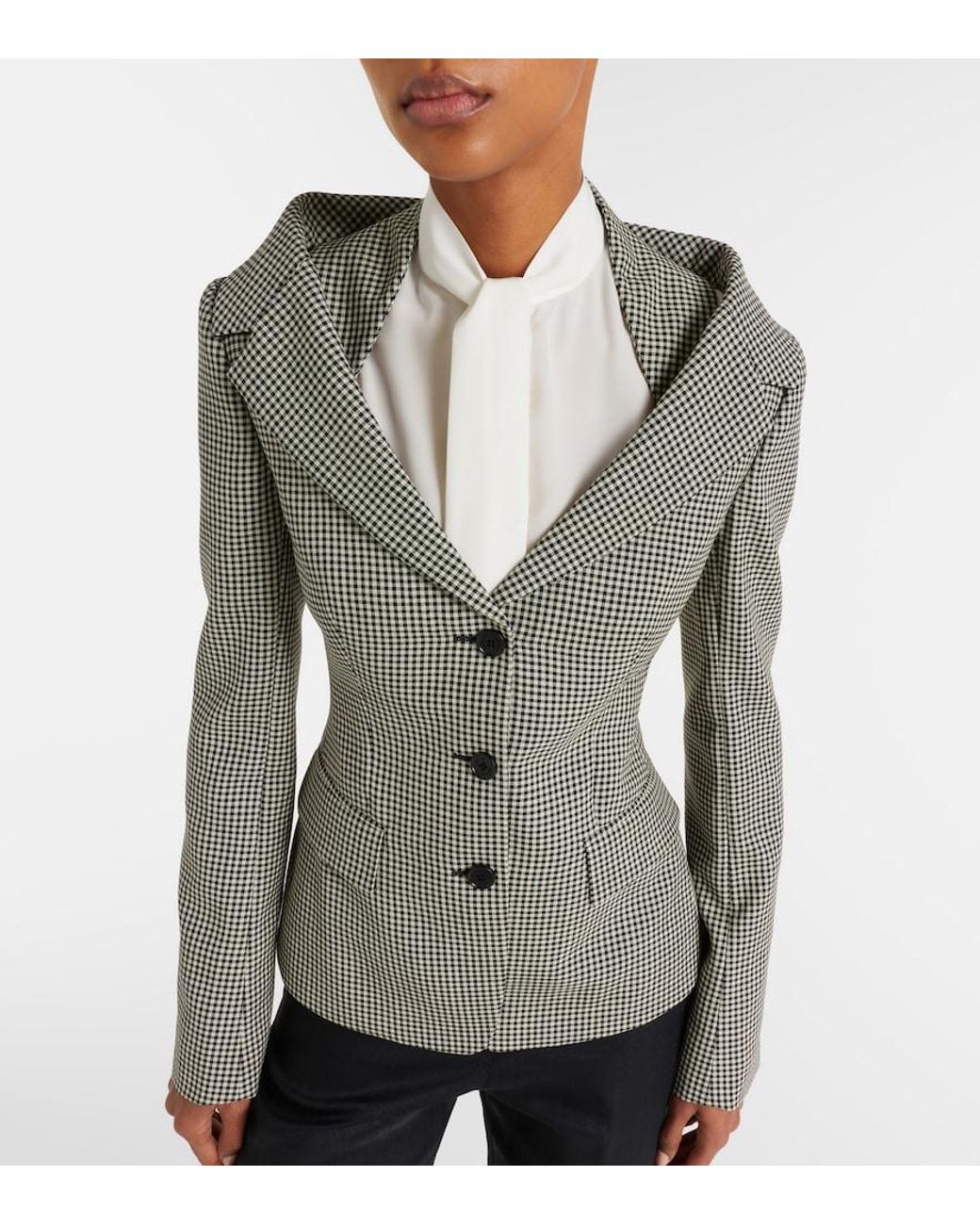 Blazer En Laine A Carreaux McQueen en coloris Gray