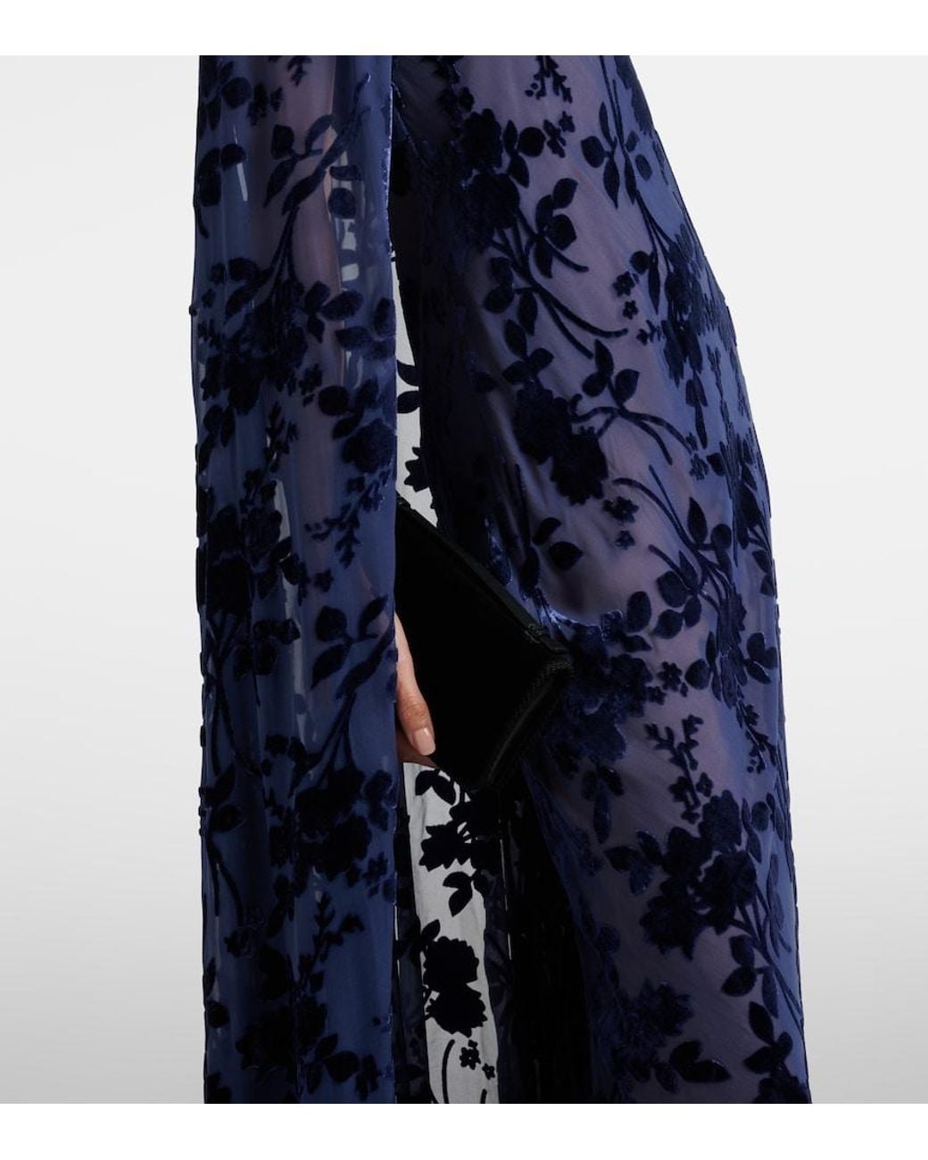 Rodarte Blue Caped Off-Shoulder Jacquard Maxi Dress