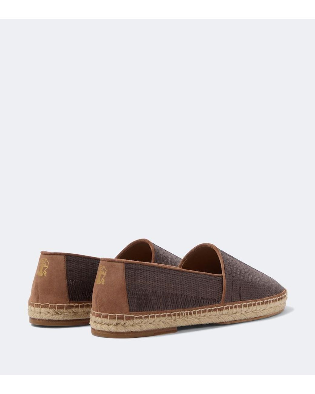 Brunello Cucinelli Brown Leather-Trimmed Espadrilles for men