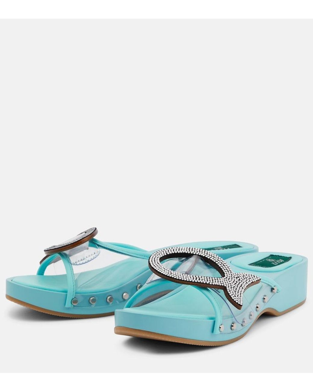 Emilio Pucci Blue Musa Crystal-Embellished Pvc Clogs