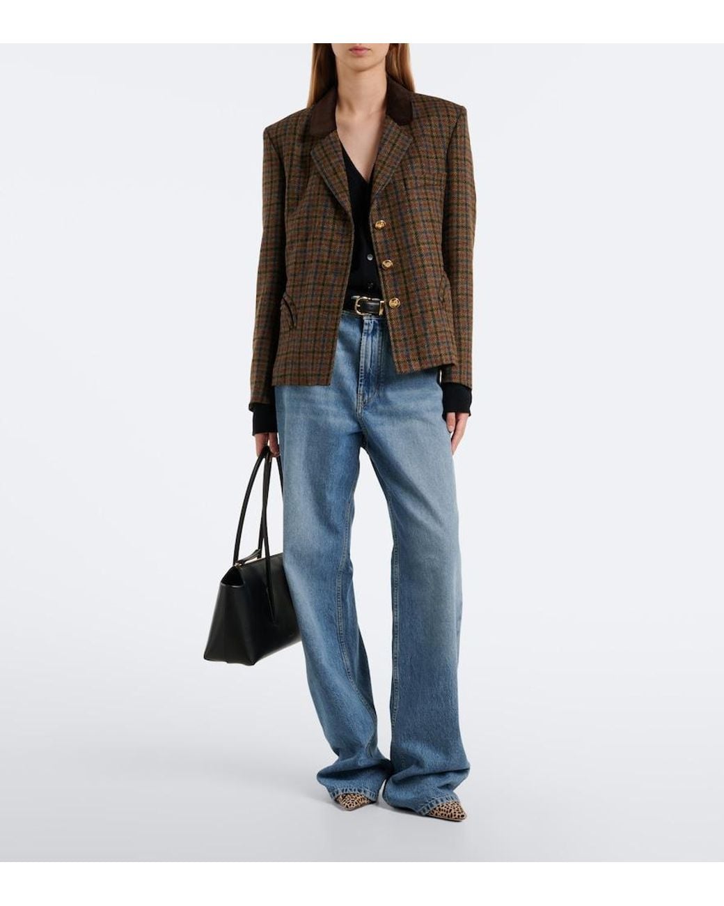 Blazé Milano Brown Amandira Shelley Checked Virgin Wool Blazer