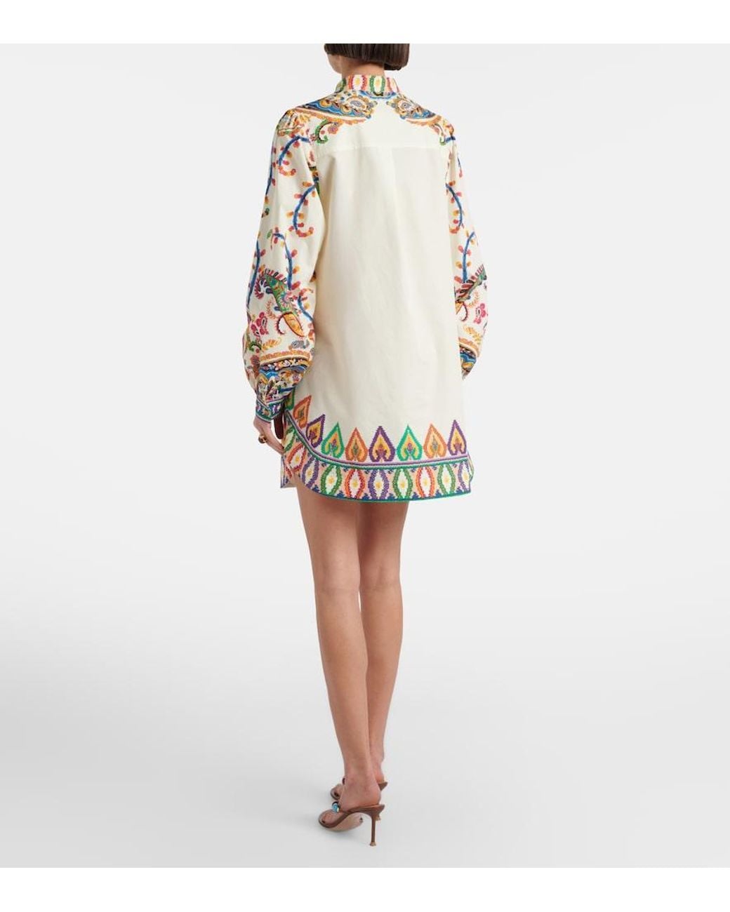 Etro White Printed Cotton Minidress