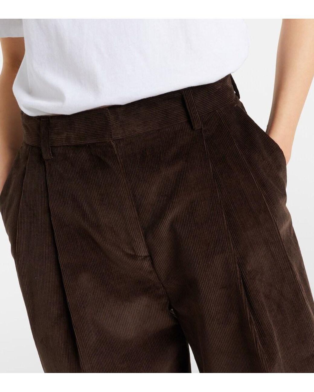 Totême Brown Cotton Corduroy Wide-Leg Pants