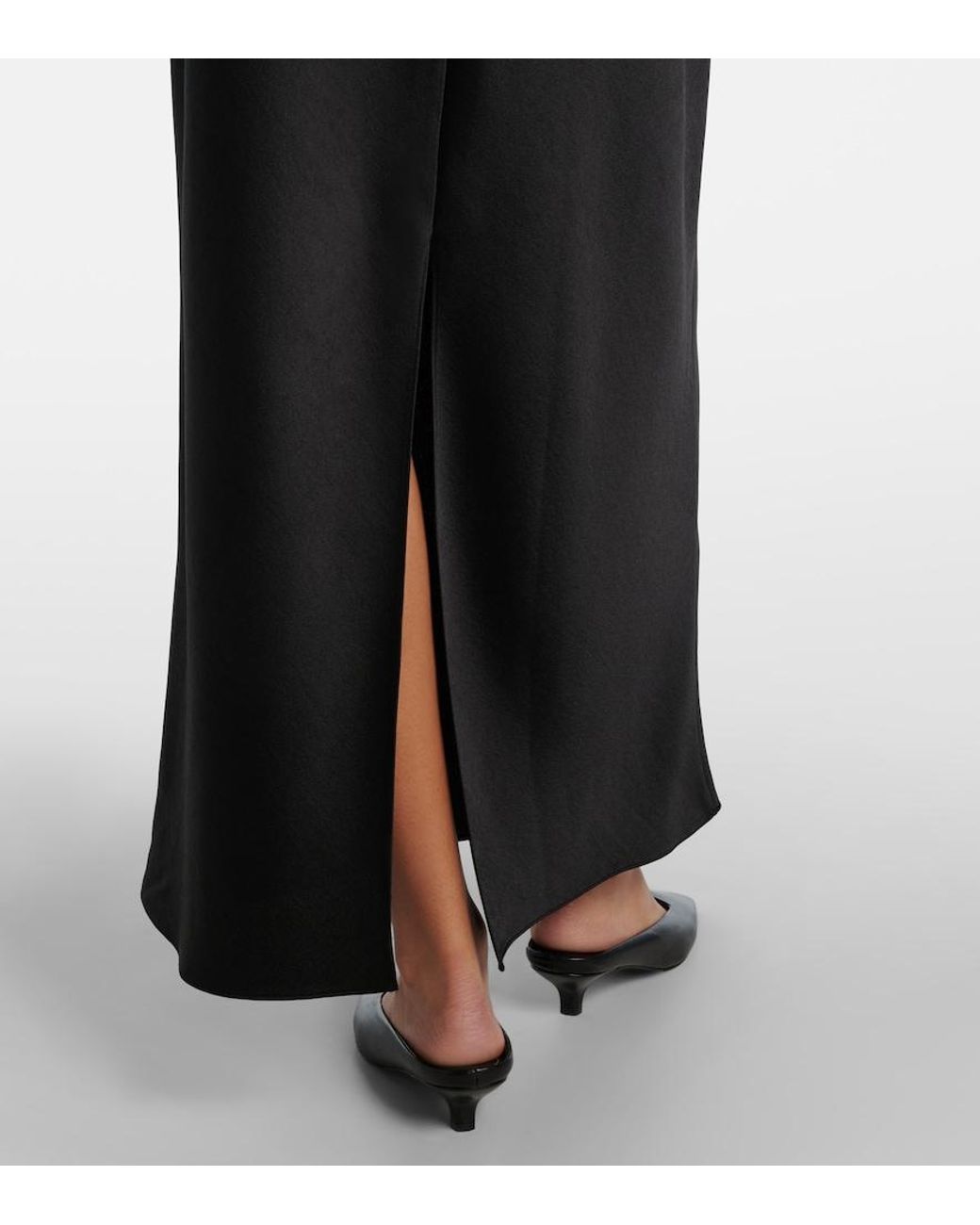 Vince Black Draped Satin Maxi Dress