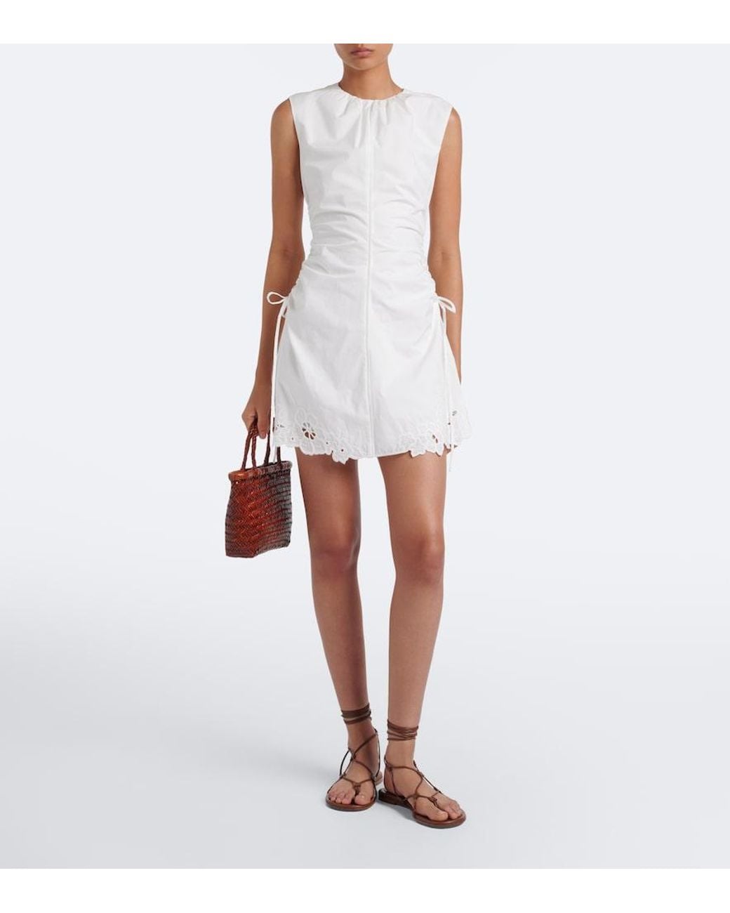 Sir White Klara Ruched Cotton Minidress