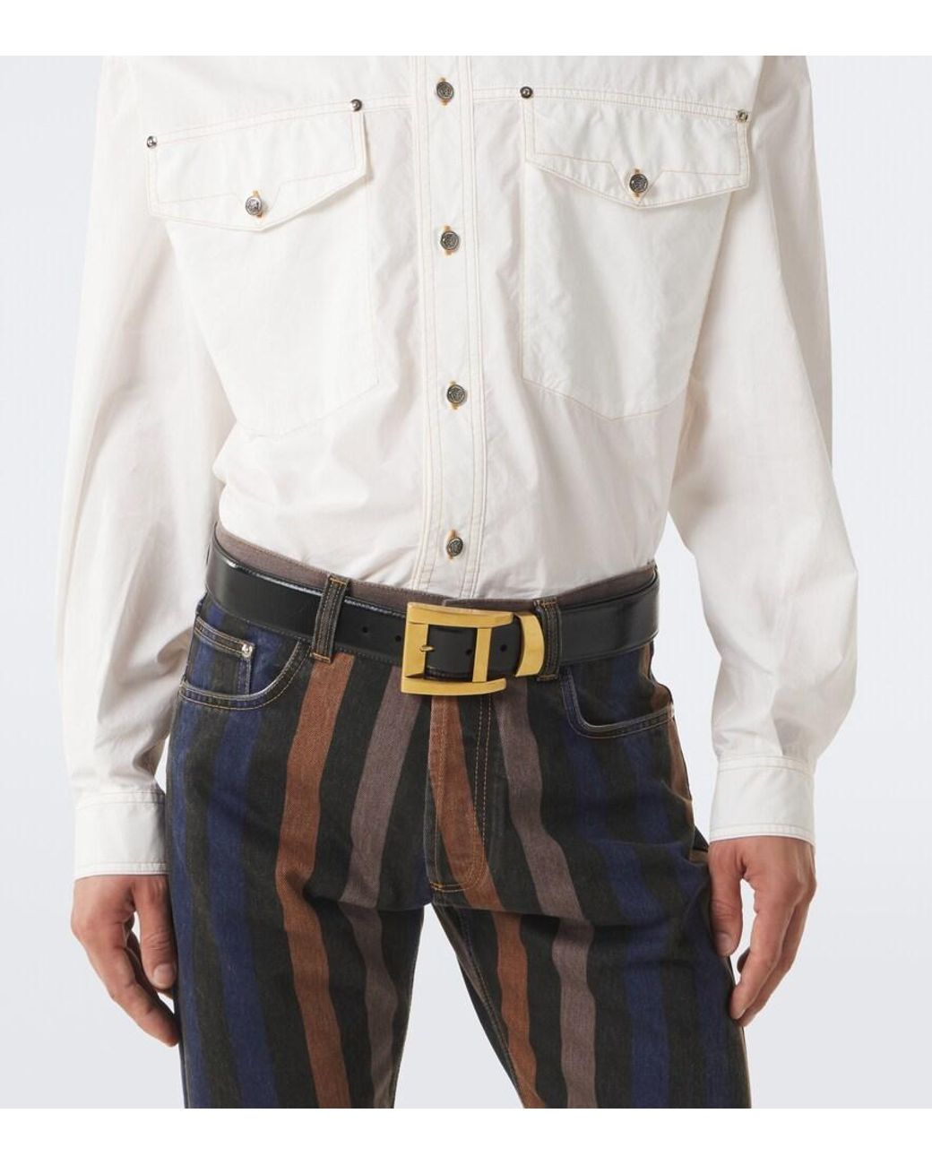 Versace White Medusa Denim Overshirt for men