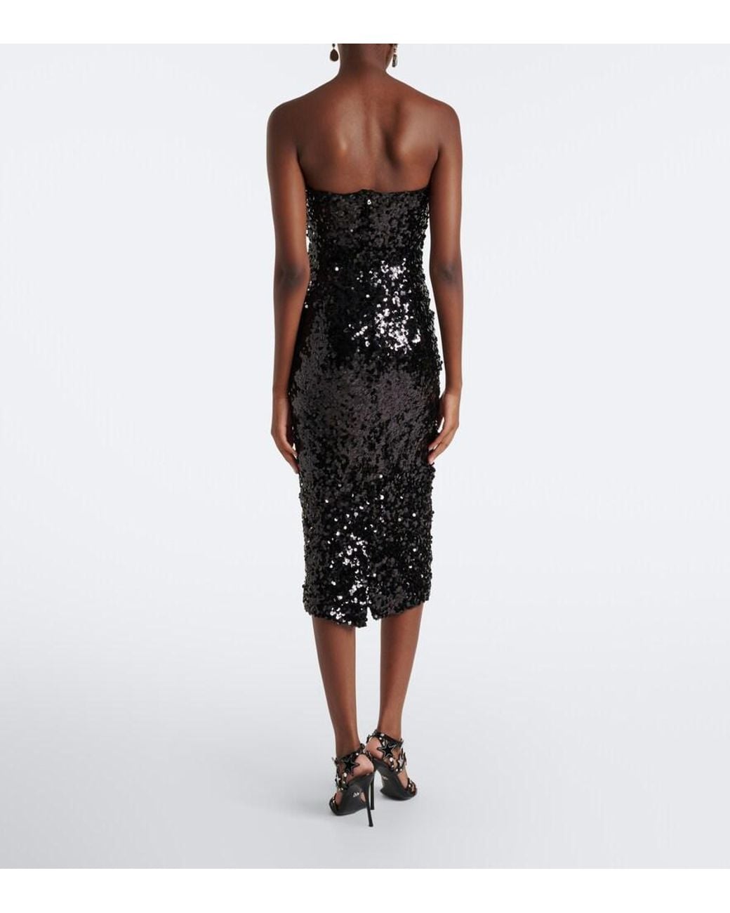 Dolce & Gabbana Black Sequined Bustier Dress