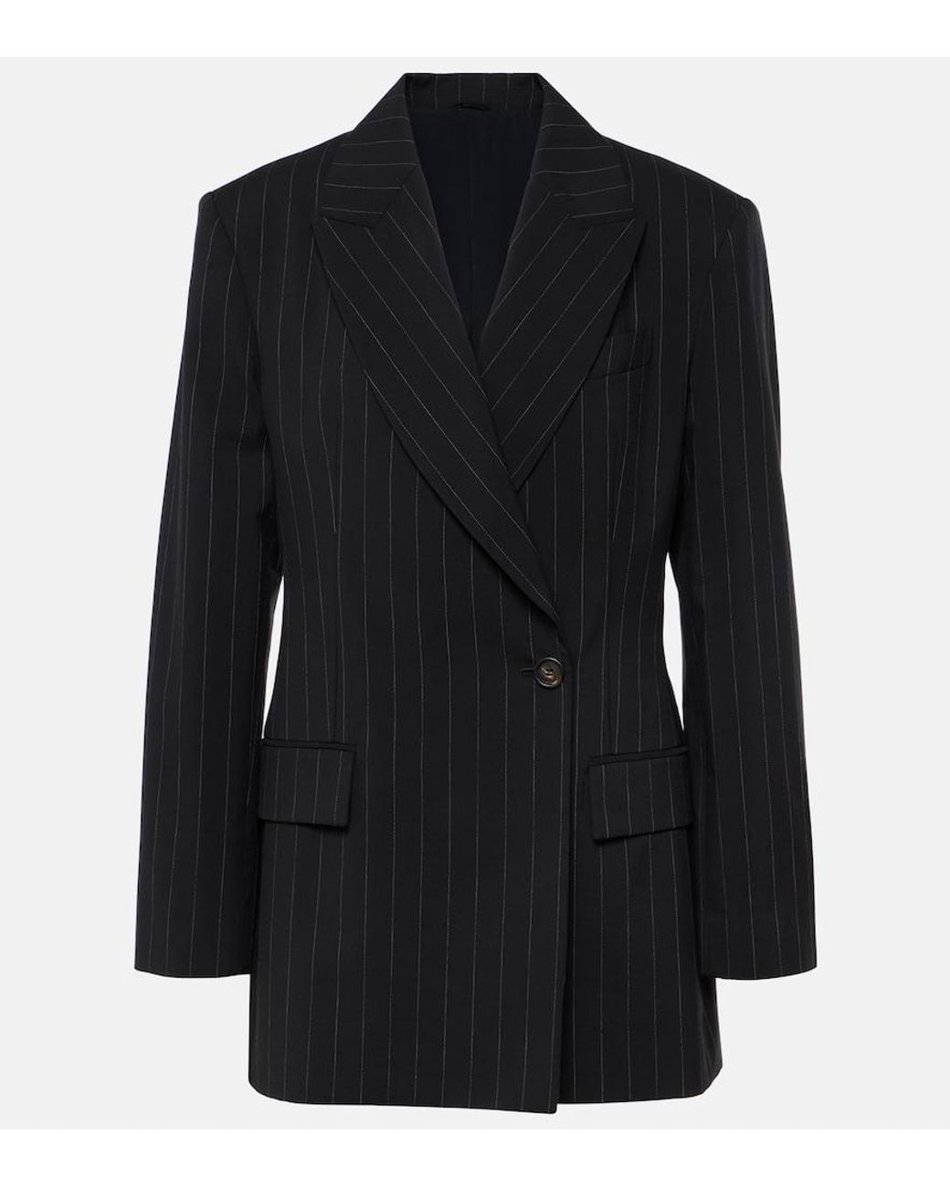 Brunello Cucinelli Black Pinstripe-Pattern Blazer