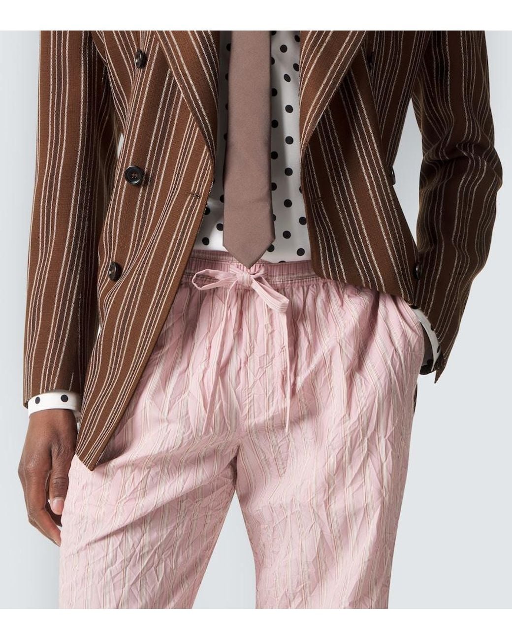 Dolce & Gabbana Pink Striped Straight Pants for men