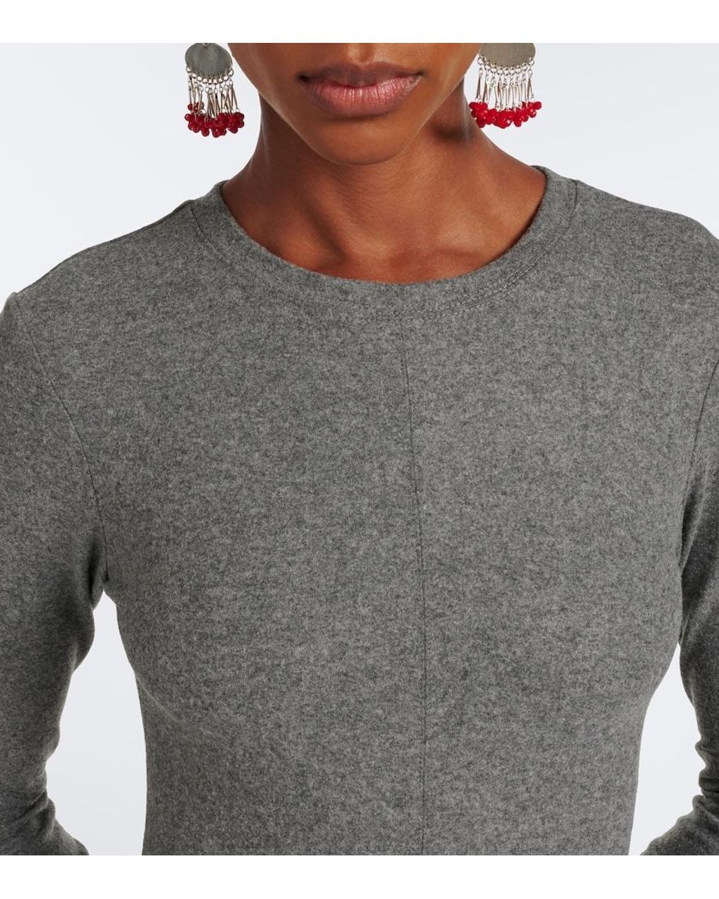 Isabel Marant Gray Dyling Ruched Jersey Midi Dress