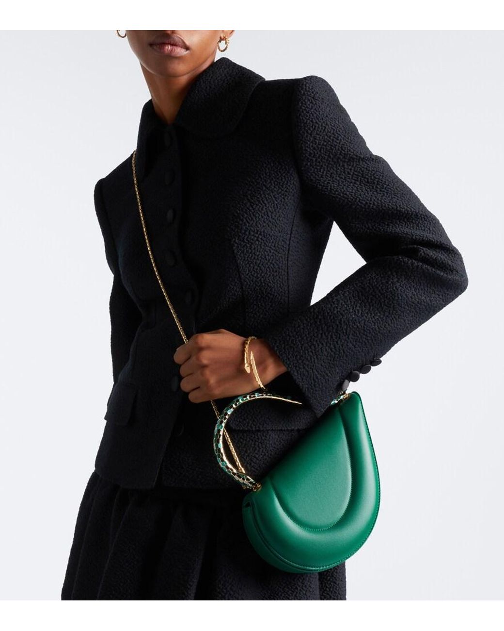 BVLGARI Green Serpenti Cuore 1968 Leather Top-Handle Bag