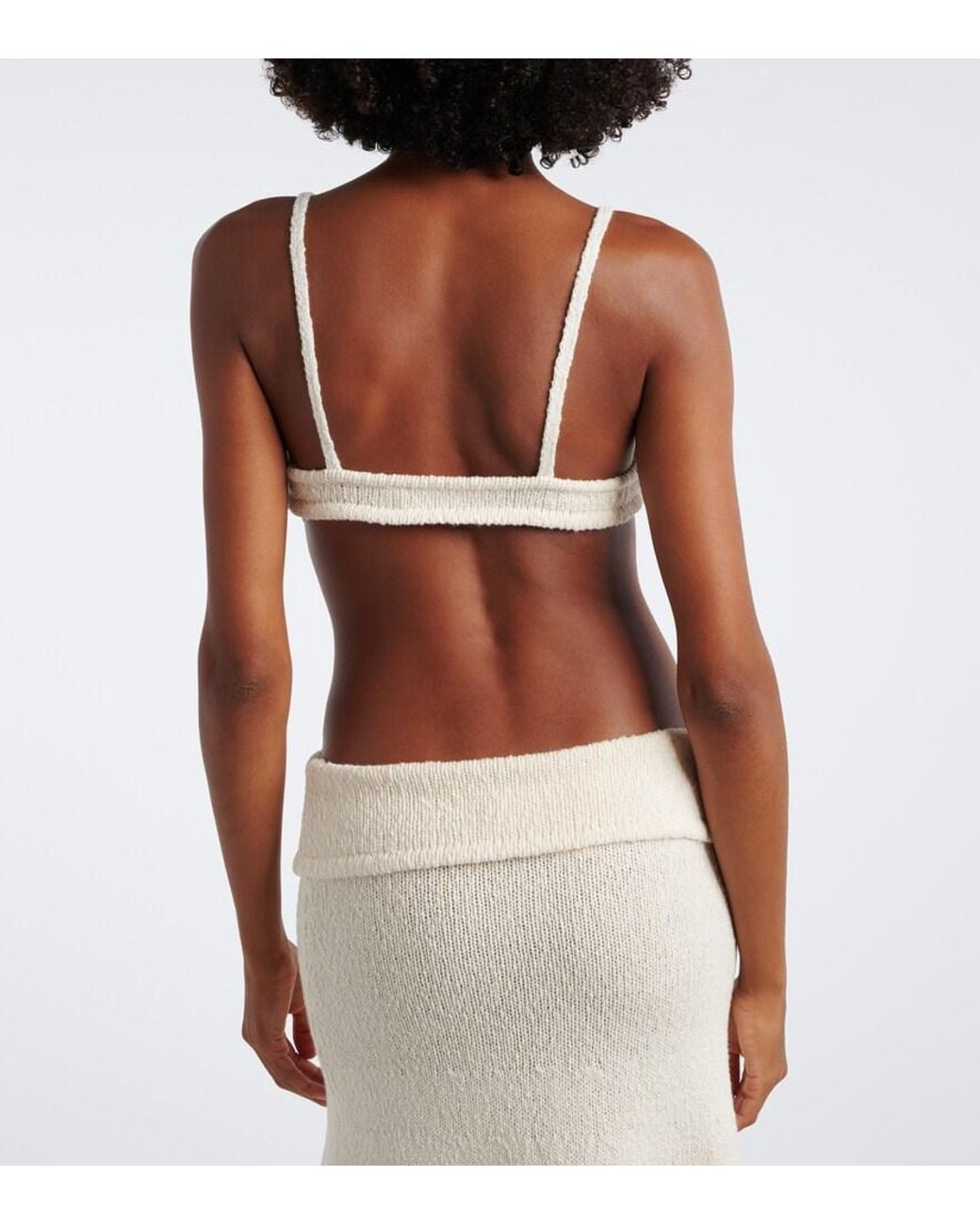 AYA MUSE White Kena Knitted Cotton Bra Top