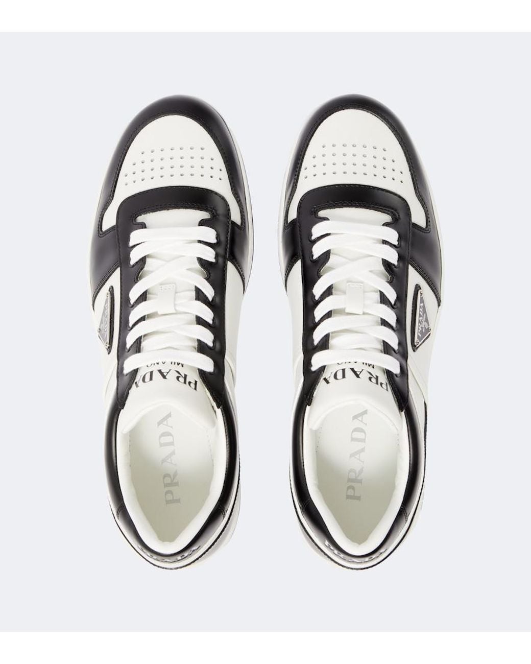 Prada White Downtown Colour-Block Leather Sneakers for men