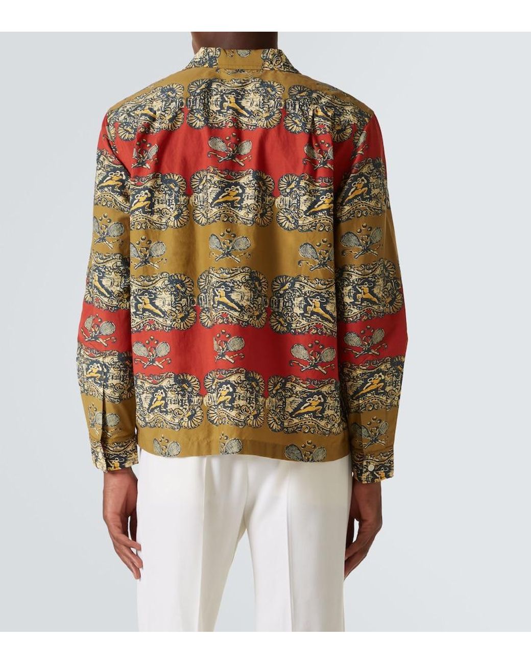 Bode Multicolor Tennis Court Printed Cotton And Silk Shirt for men