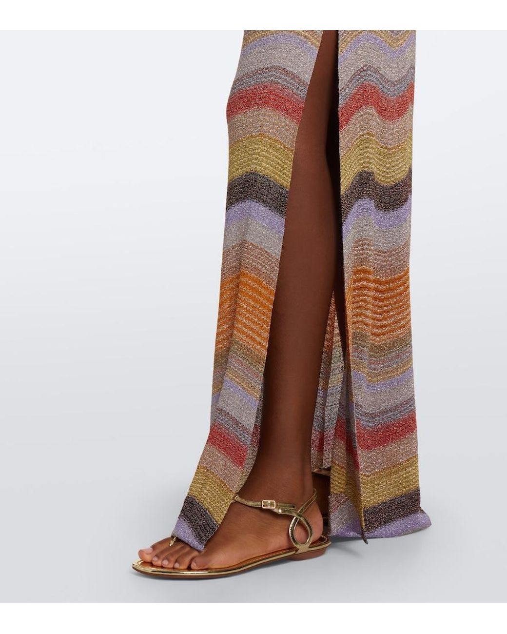 Missoni White Wave Gathered Open-Back Lame Gown