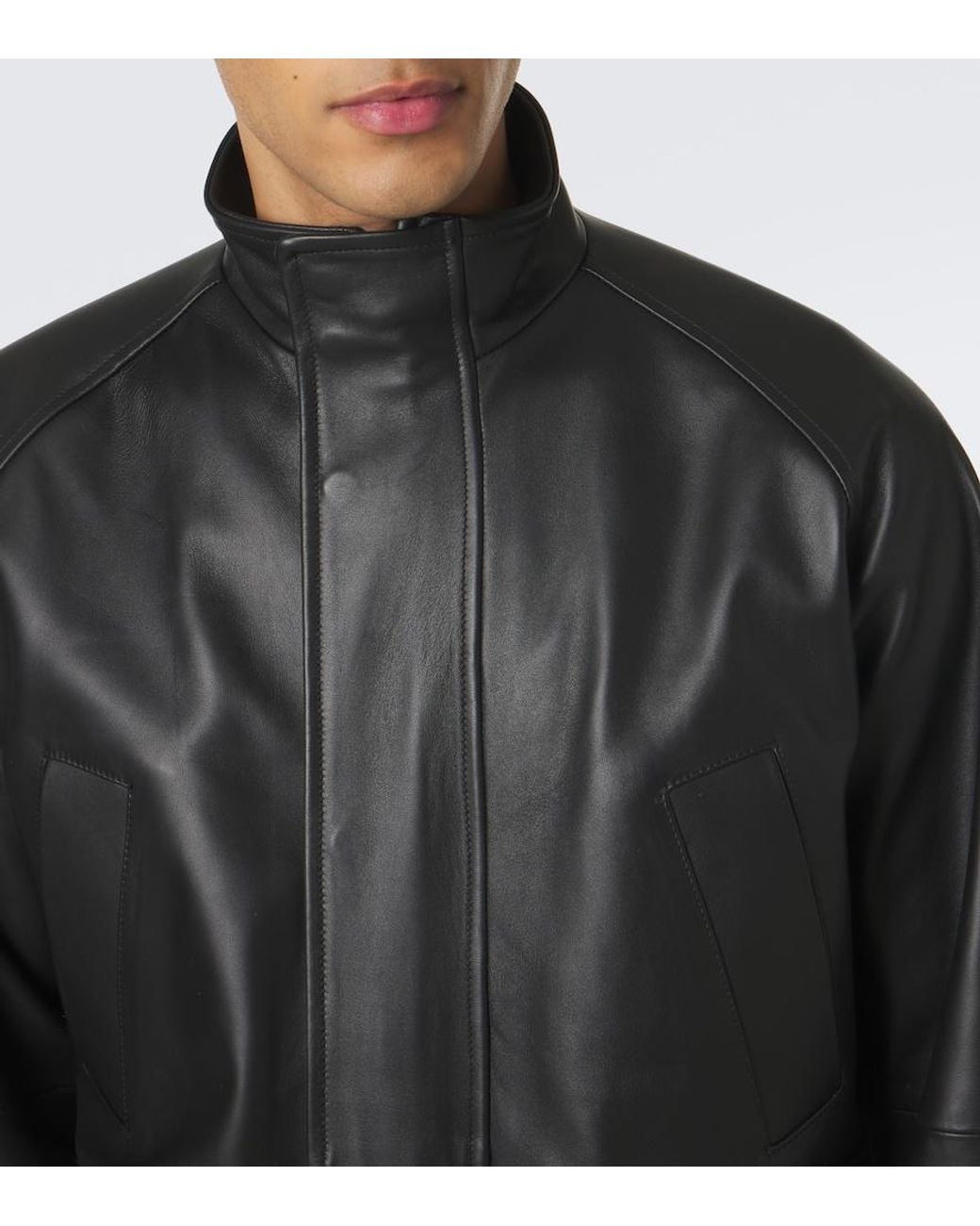 STÒFFA Black Leather Jacket for men