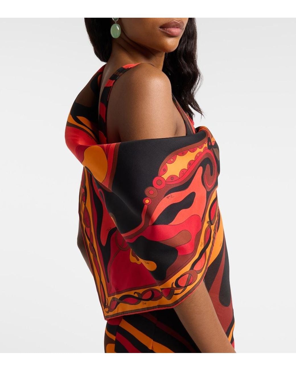 Emilio Pucci Red Manuba Silk Twill Foulard Scarf