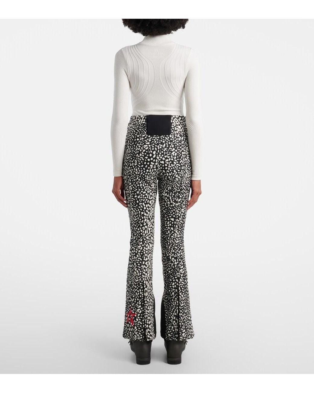 Perfect Moment Black Aurora Leopard-Print Flared Ski Pants