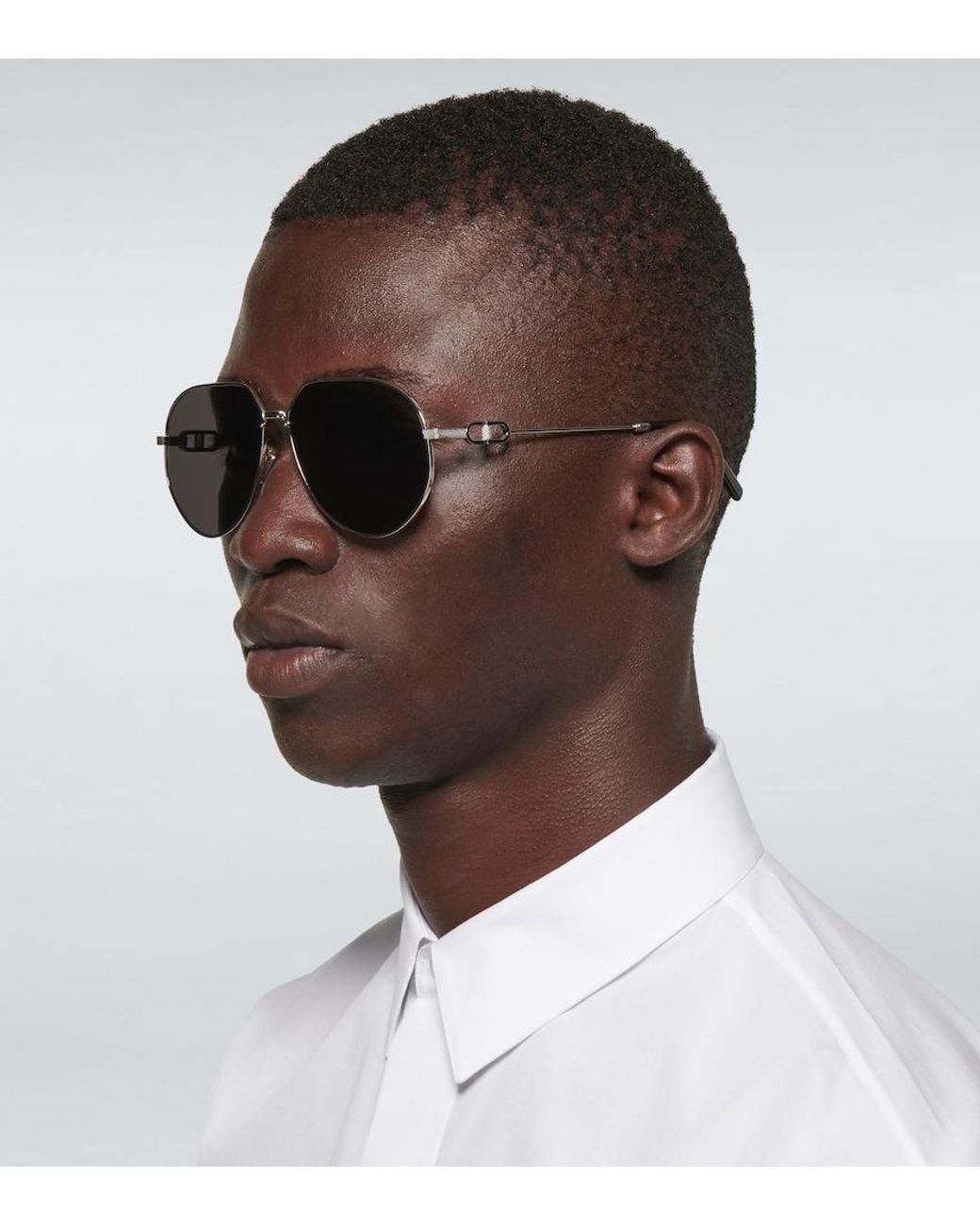 Dior Black Cd Link A1U Round-Frame-Tone Sunglasses for men