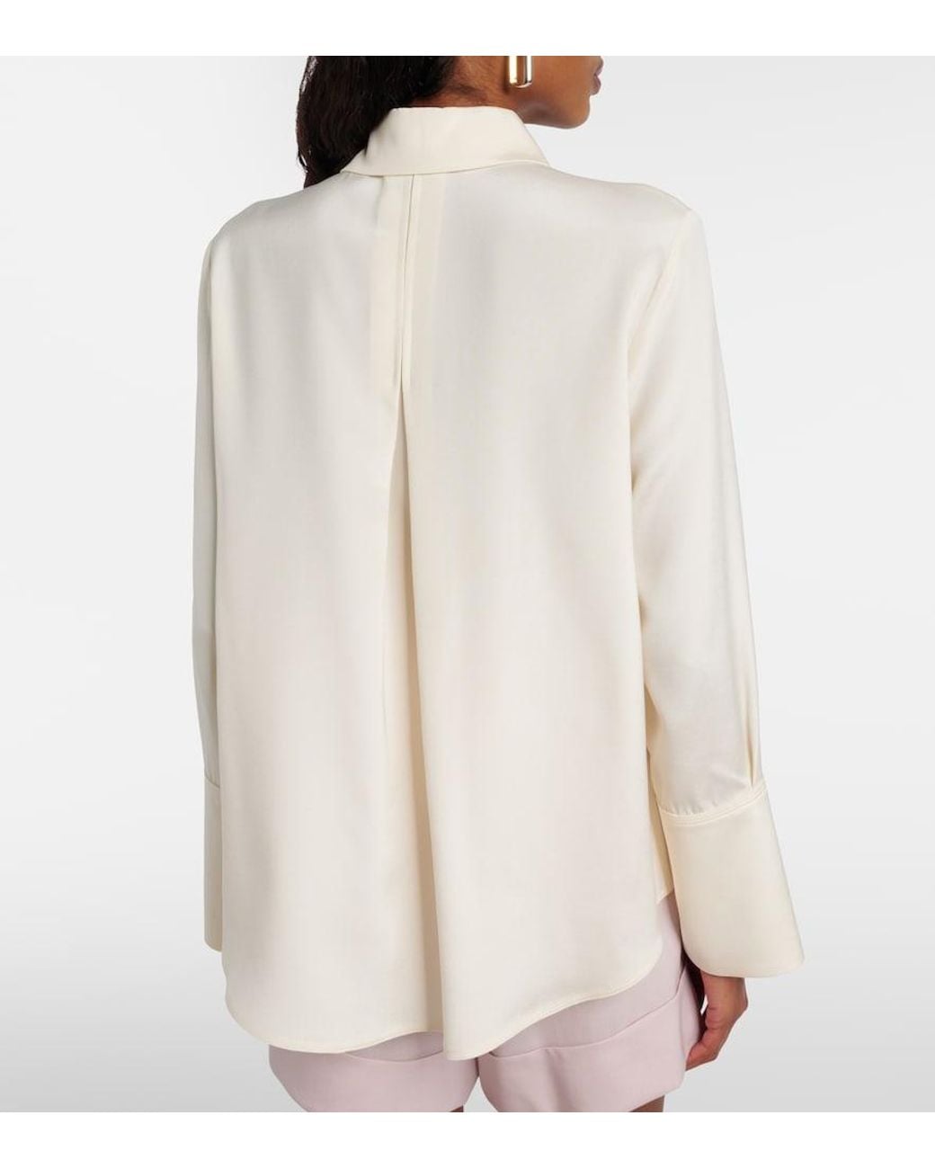 Max Mara White Voliera Silk-Blend Cady Shirt