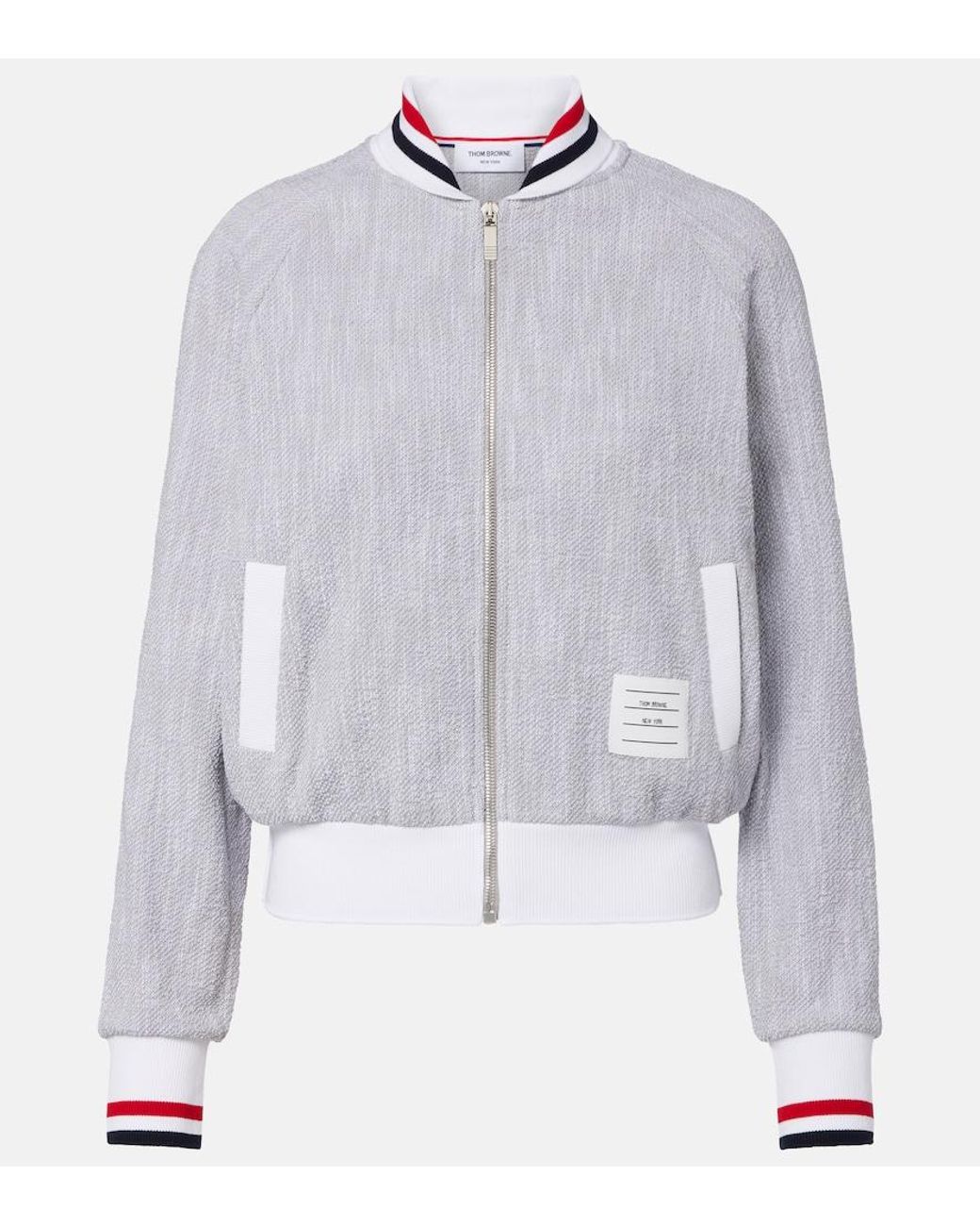 Thom Browne White Cotton-Blend Bomber Jacket
