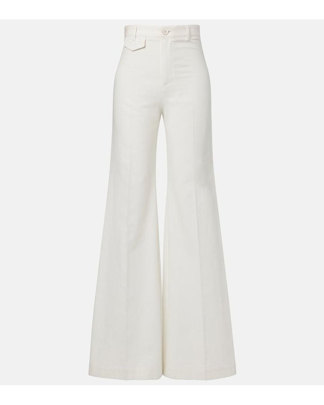 Chloé White High-Rise Cotton Canvas Flared Pants