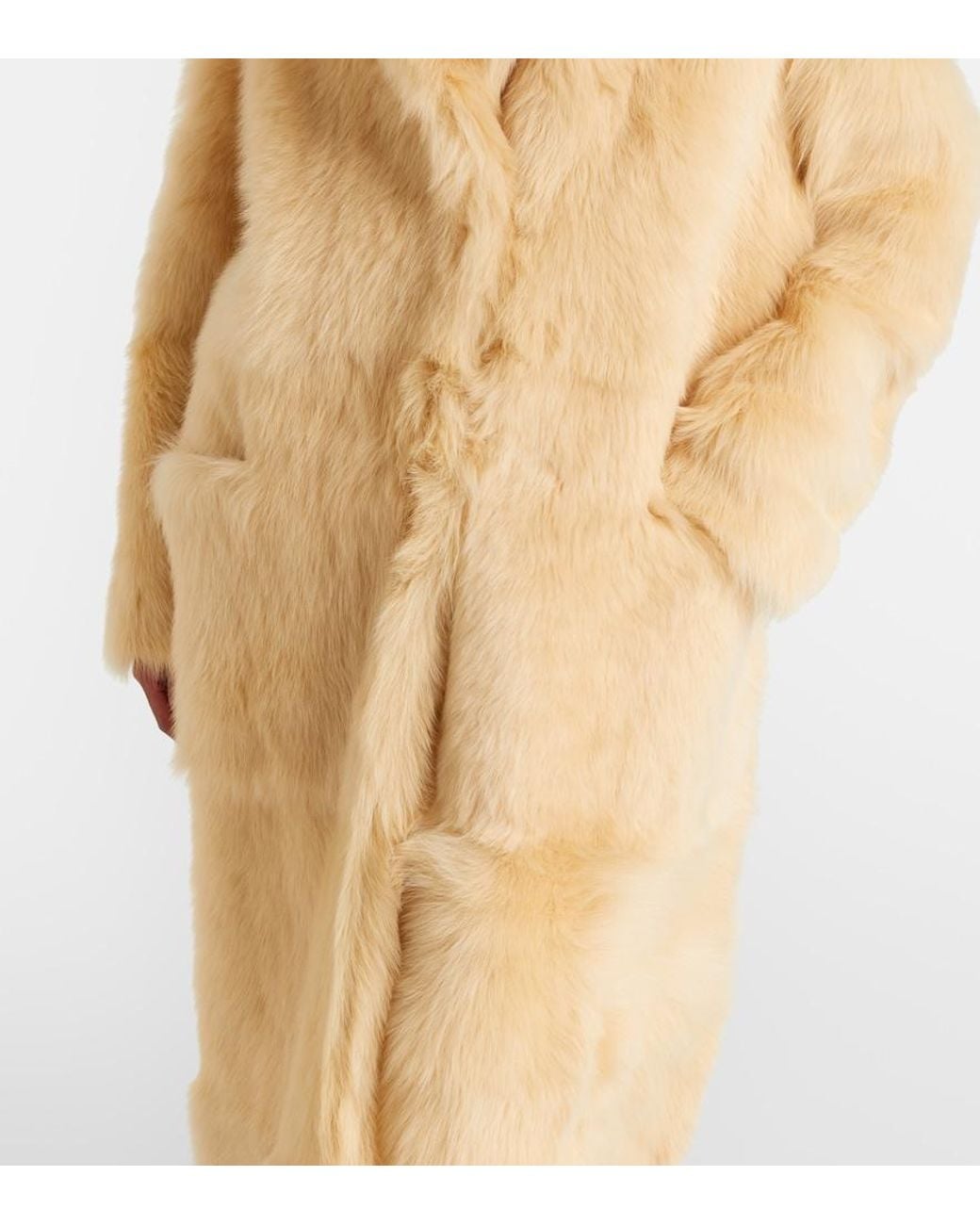 Nour Hammour Natural Evita Long Shearling Coat