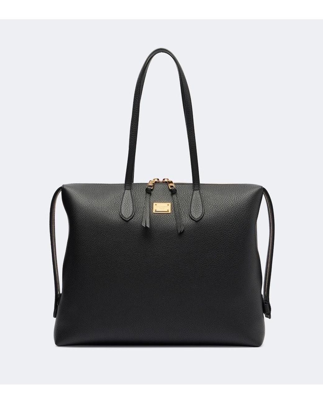 Dolce & Gabbana Black Vittoria Large Leather Tote Bag