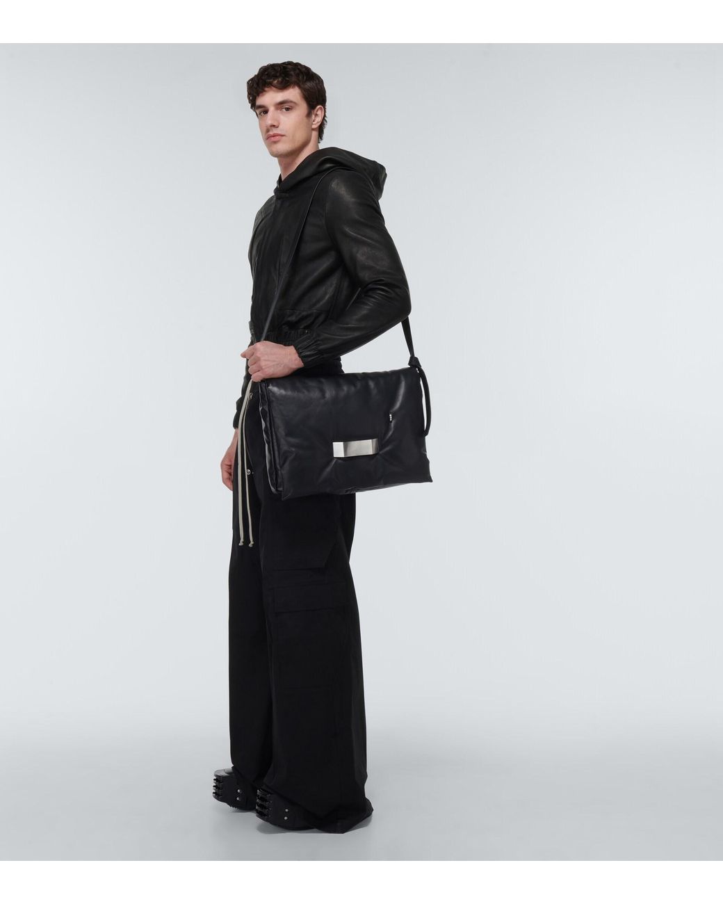 Rick Owens Pillow Griffin Quilted Leather Shoulder Bag in Black