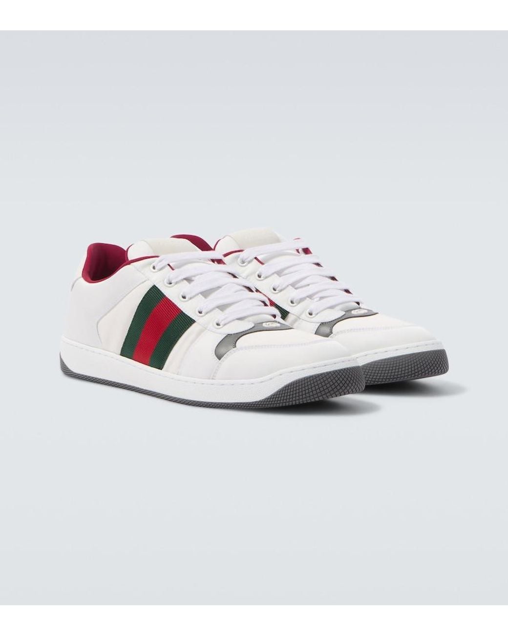 Gucci White Screener Leather-Trimmed Sneakers for men