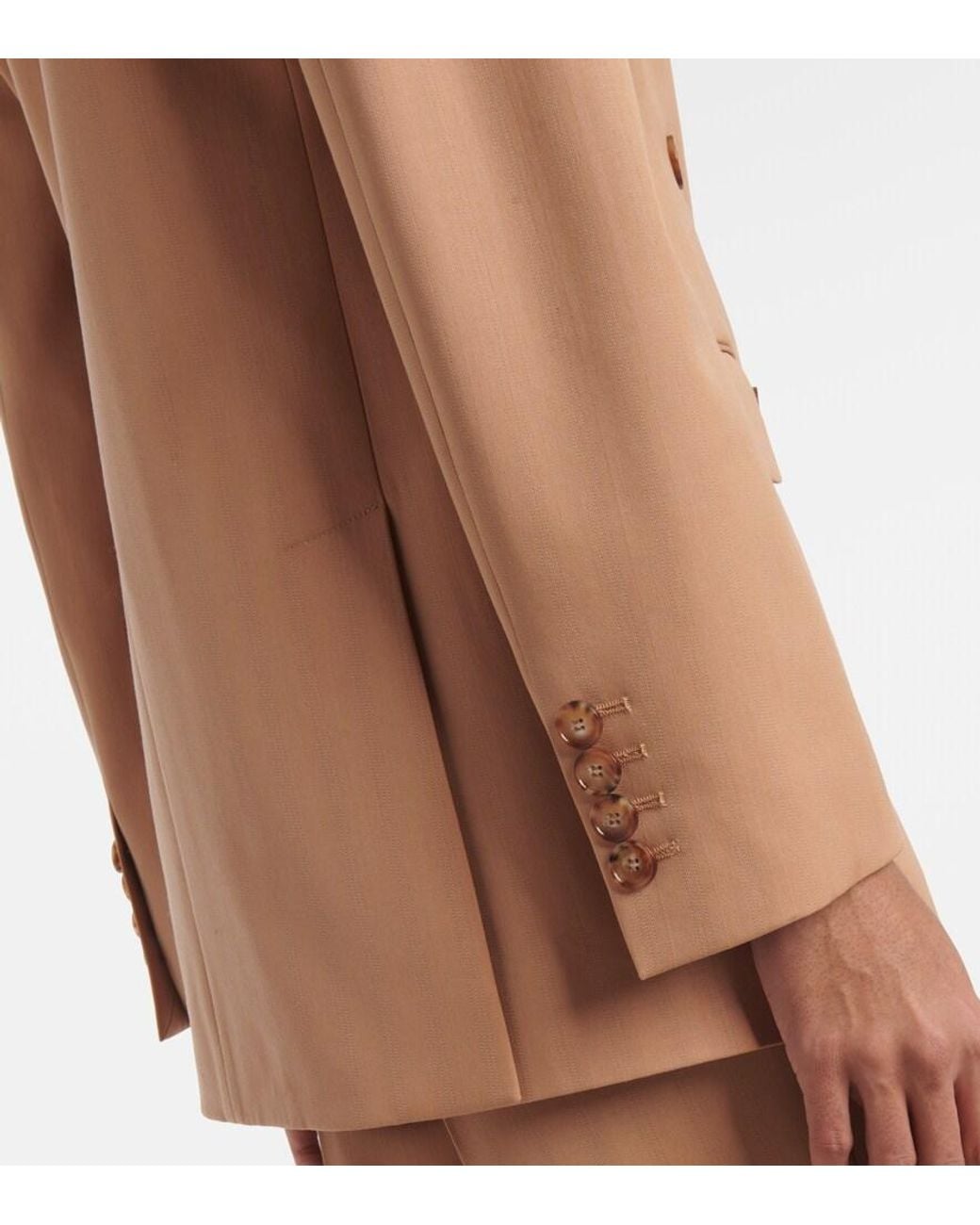 Stella McCartney Natural Striped Double-Breasted Wool Blazer